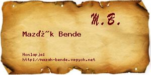Mazák Bende névjegykártya